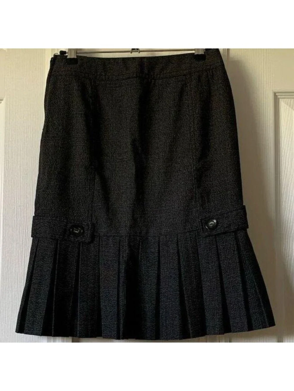 BCX Black Pleated Skirt with Button Detail
